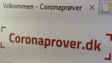 skærmbillede af coronaprover-hjemmesiden