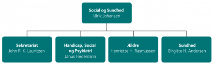 Organisationsdiagram viser organisering i Social og Sundhed