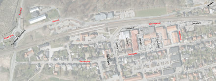 Kort over projekter i Hinnerup midtby