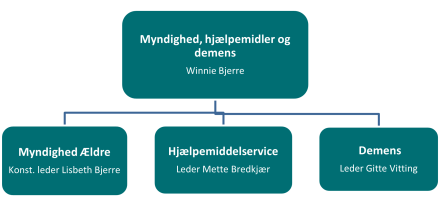 organisationsdiagram viser enheden Myndighed, hjælpemidler og demens