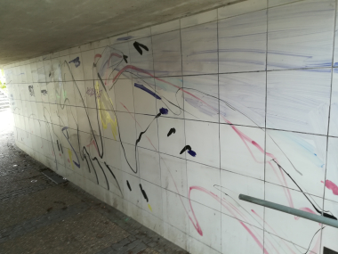 Kunst i tunnel ved Hadsten station