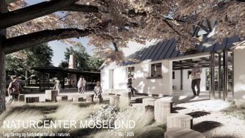 Visualisering af Naturcenter Moselund ved Hinnerup