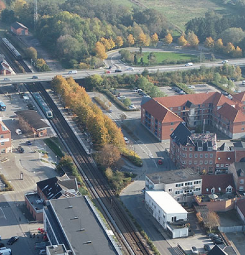 dronefoto af Hadsten by