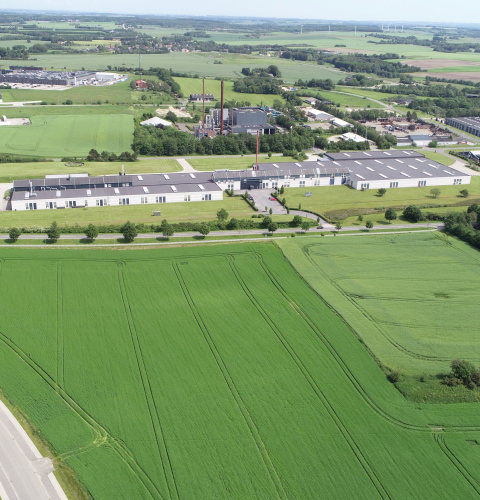 Dronefoto af EF-parken i Hammel